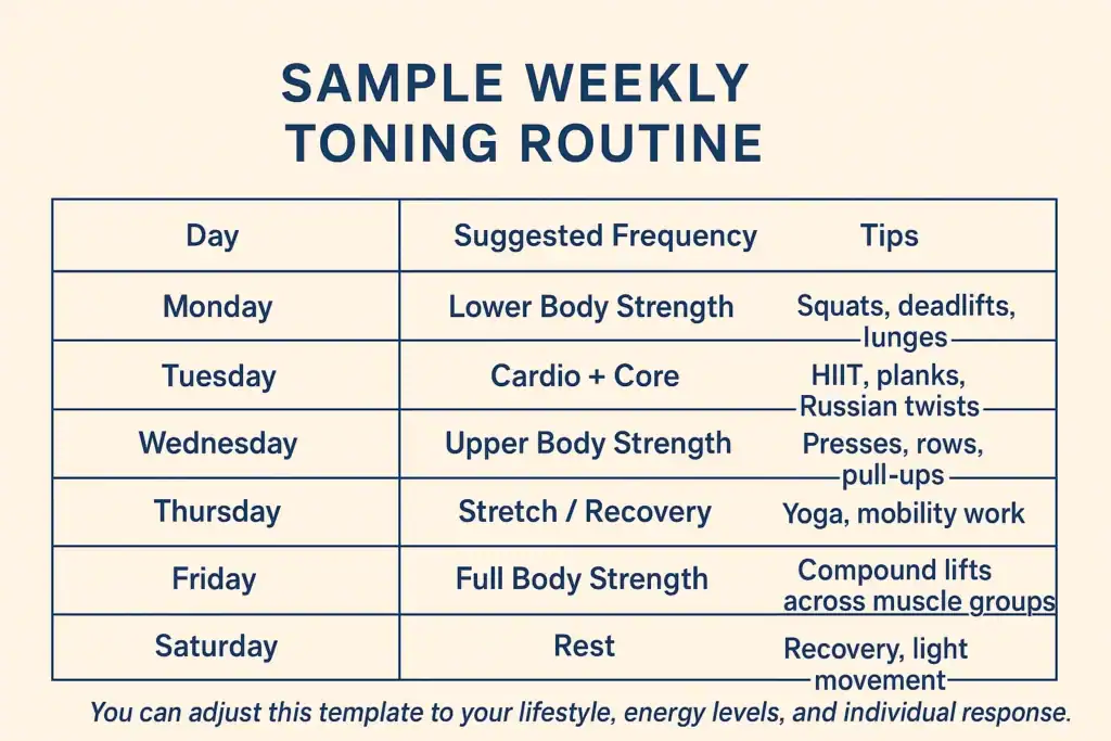 Achieving the Perfect Tone: How Often Should You Exercise for Results? 4 Weekly exercise Newbury plan graphic