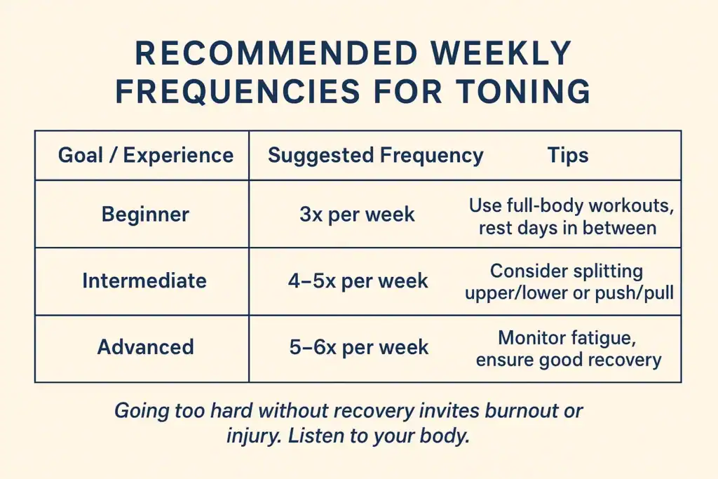 Achieving the Perfect Tone: How Often Should You Exercise for Results? 2 Graphic to show how often you should do exercise to help with toning Newbury